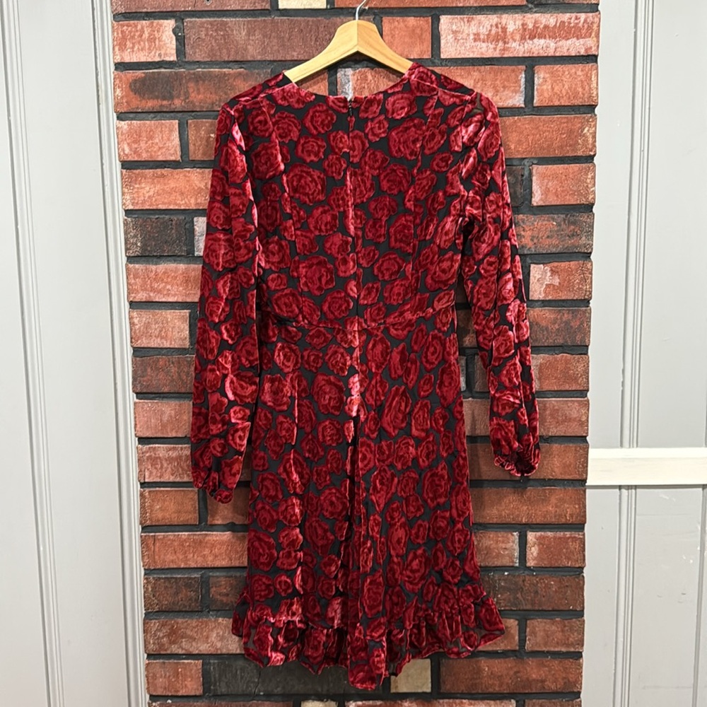 The Kooples Red Floral Velvet Dress - Picture 7 of 11